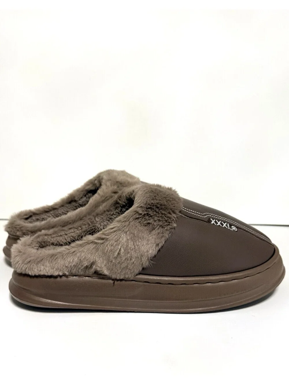 New Warm House Slippers Brown Faux Fur Indoor Shoes Men’s US 10.5-11